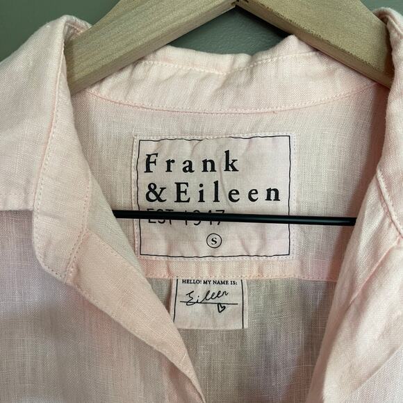 FRANK & EILEEN Eileen Relaxed Button-Up Shirt Peach Linen Size Small Casual Chic - Picture 6 of 16